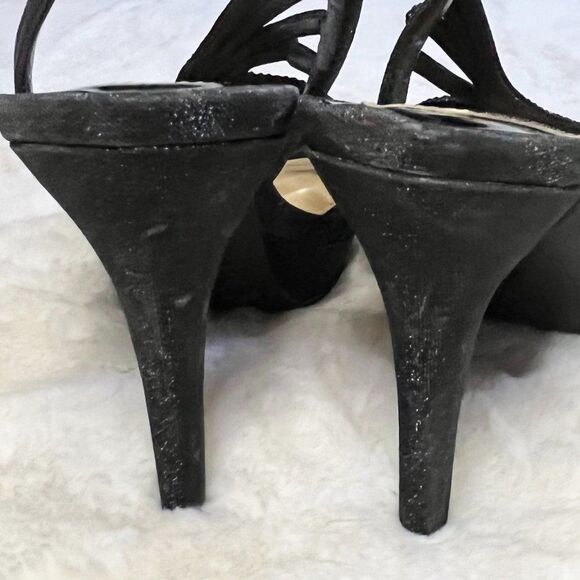 Gianni Bini Black Sparkly Embellished Formal Prom Heels Size 9 - Picture 8 of 14